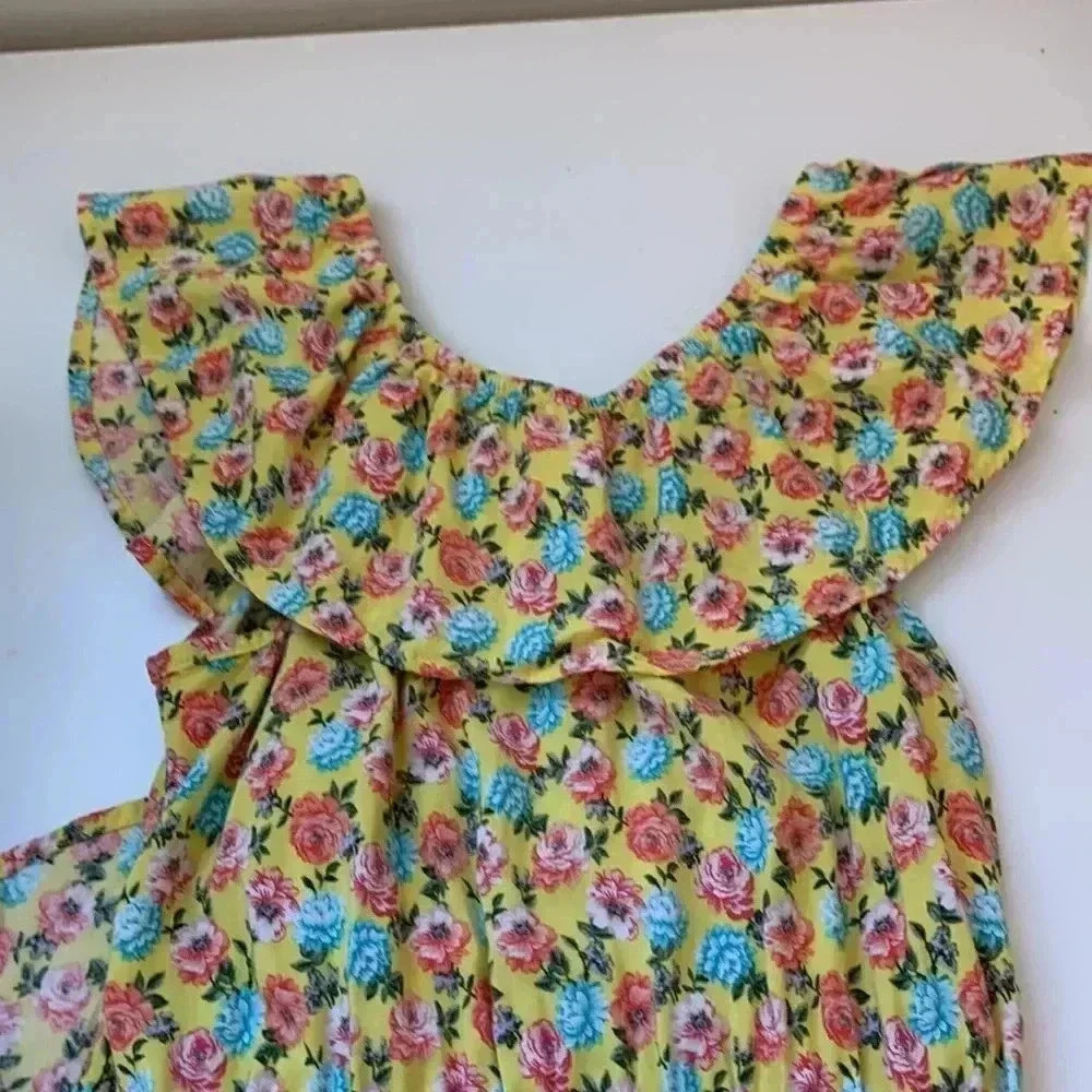paper doll off the shoulder romper w long open skirt, bright colours,lightweight - Picture 4 of 7